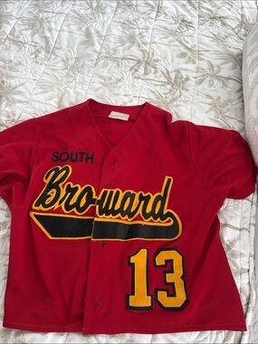 Red "Broward" Embroidered Kids Baseball Jersey - 13